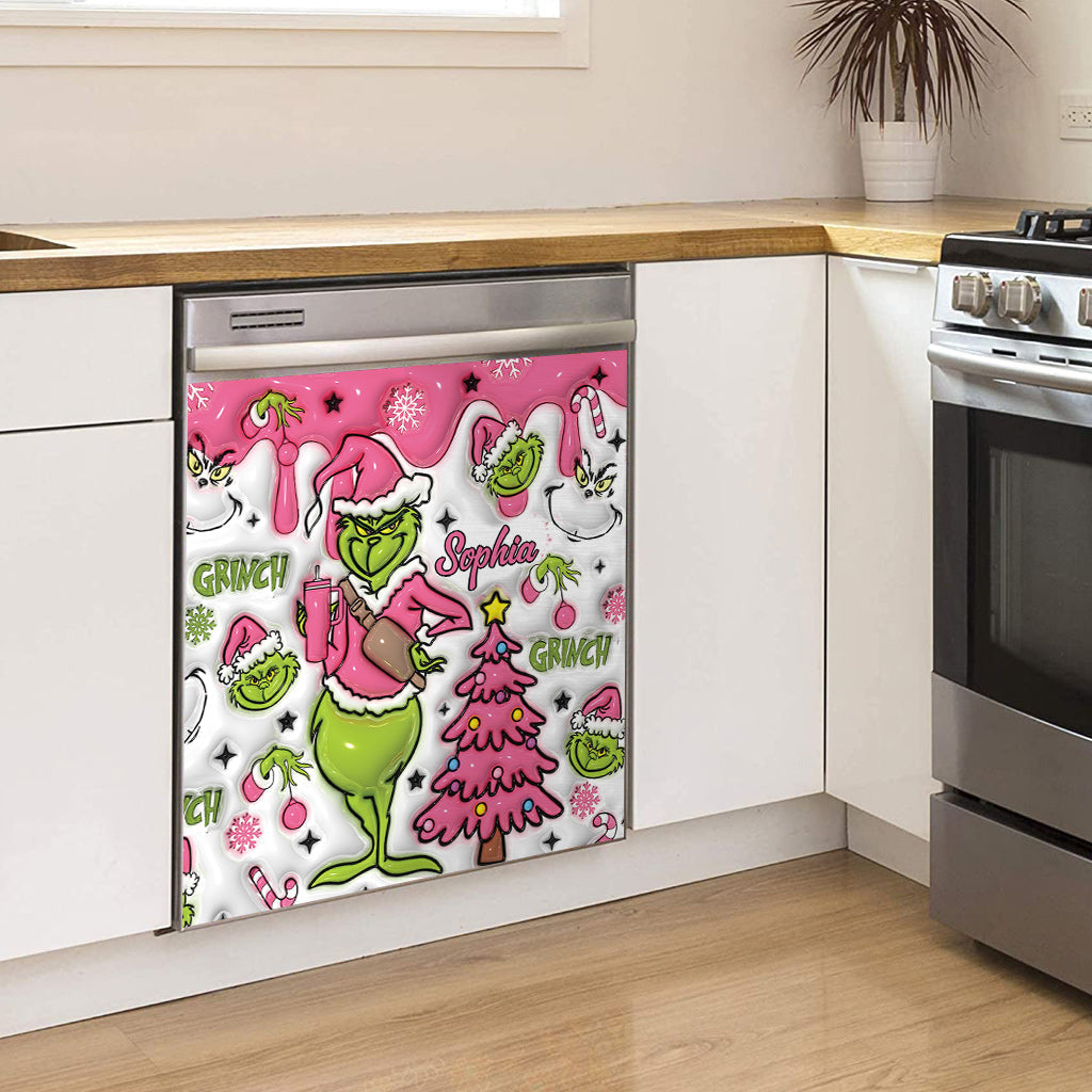 Fröhliche Grinchmas – Personalisierter Geschirrspüldeckel mit Weihnachtsstola