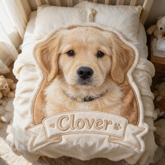 Love My Pet - Personalized Golden Retriever Shaped Fleece Blanket