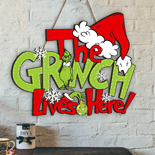 Hier wohnt jemand – Weihnachtsmann gestohlen – Individuell geformtes Holzschild