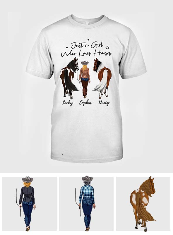 Juste une fille qui aime les chevaux - T-shirt et sweat à capuche personnalisés avec motif cheval