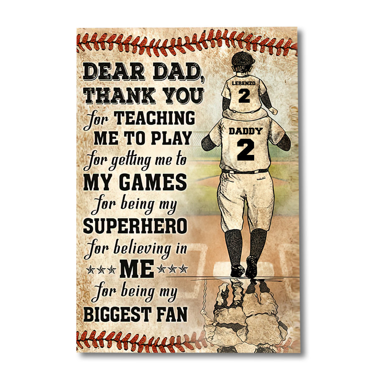 Merci papa, mon plus grand fan ! - Toile et affiche personnalisées sur le thème du baseball