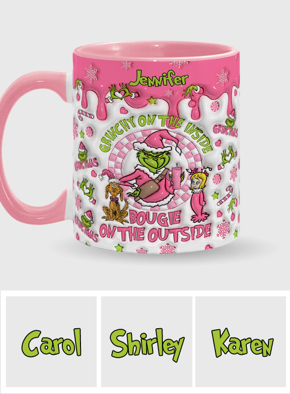 Grincheux à l'intérieur - Mug personnalisé avec étole de Noël
