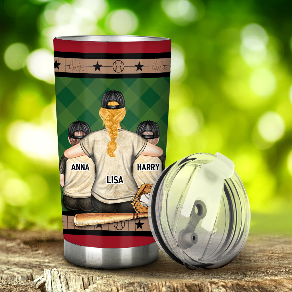 Mon cœur est sur ce terrain - Gobelet isotherme de baseball personnalisé