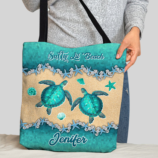 Salty Lil' Beach – Personalisierte Schildkröten-Tragetasche