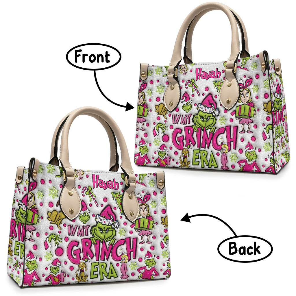 In My Pink Area - Personalized Stole Christmas Leather Handbag