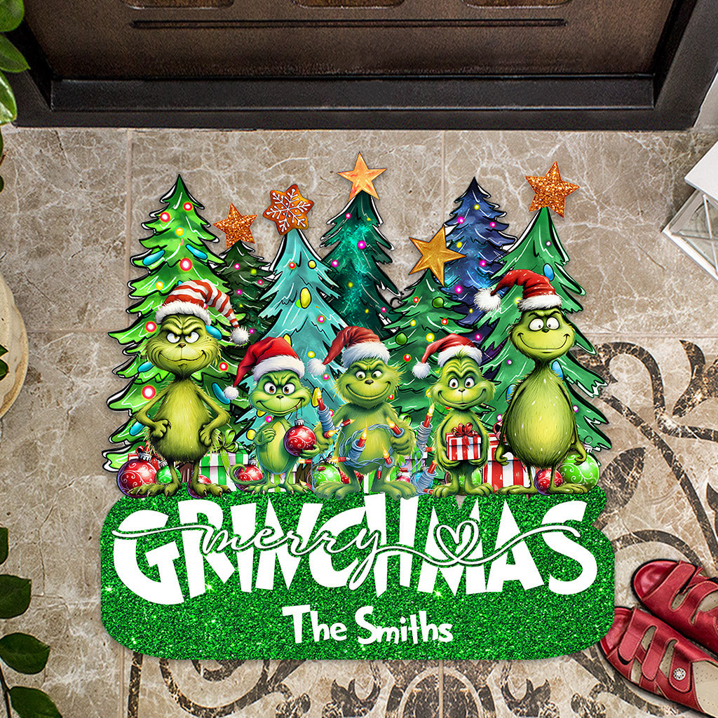 Joyeux Grinchmas - Paillasson personnalisé en forme d'étole de Noël