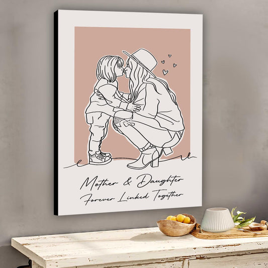 Individuelles Lineart-Porträt – Personalisierte Leinwand und Poster für die Mutter
