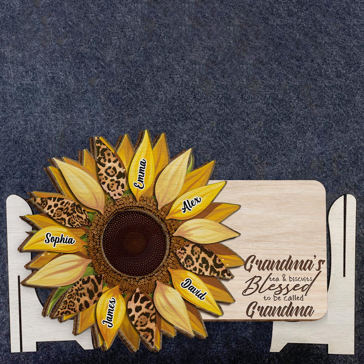 Thé et biscuits de grand-mère - Panneau en bois personnalisé à 2 couches pour grand-mère