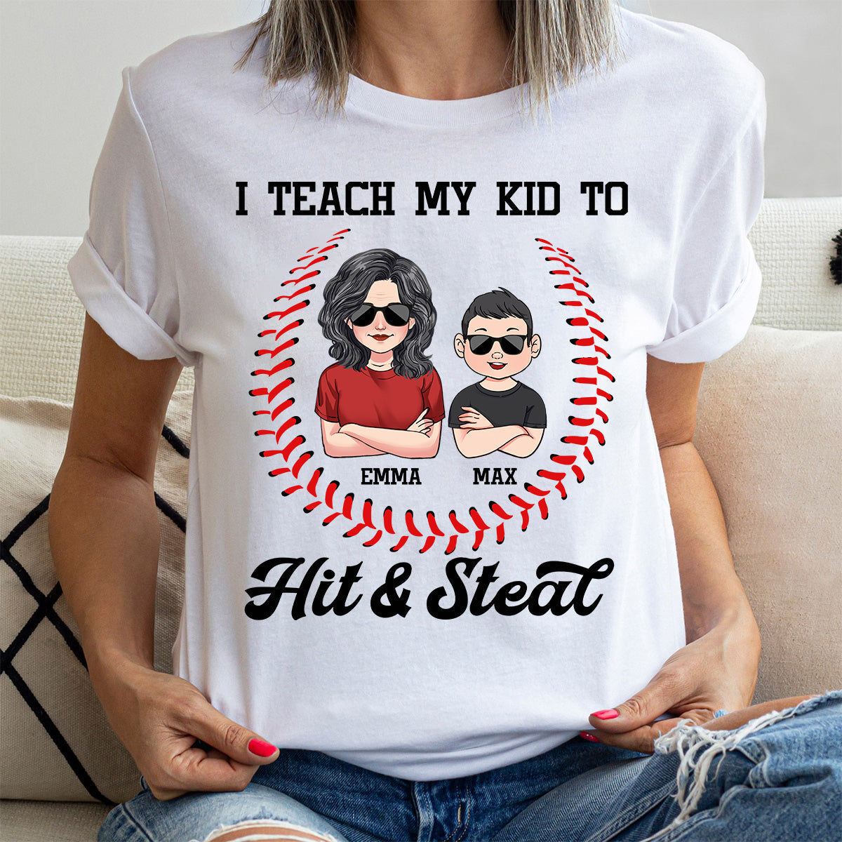 J'enseigne à mon enfant - T-shirt et sweat à capuche de baseball personnalisés