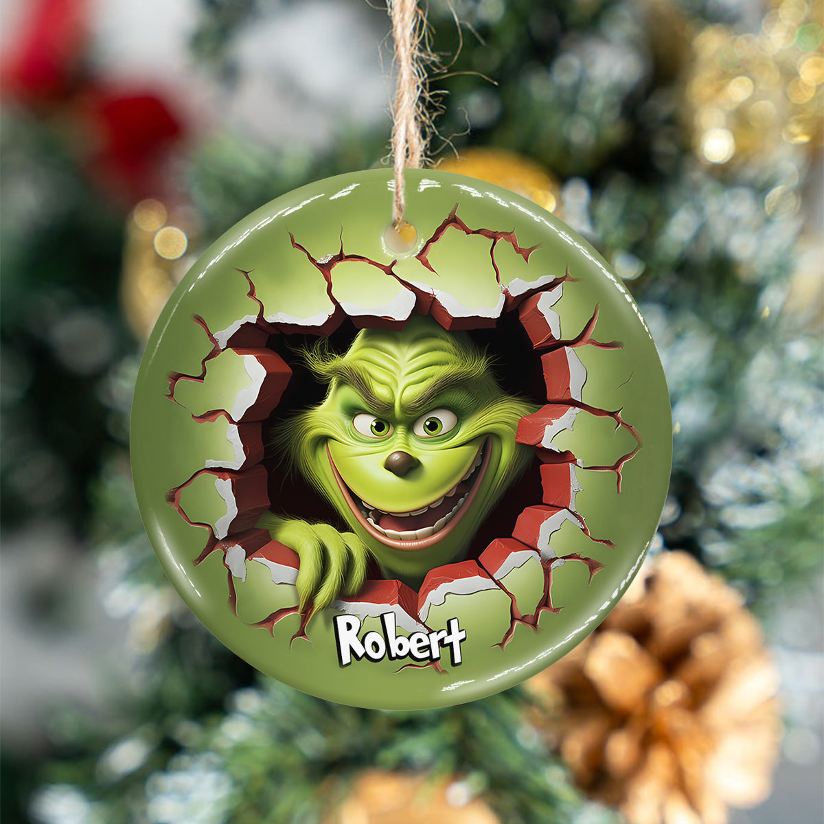 Fröhliche Grinchmas – Personalisierter Weihnachtsschmuck aus Keramik in Stolaform