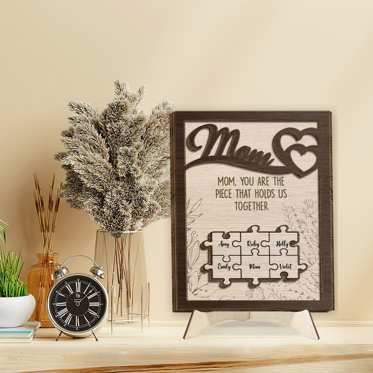 Tu es notre pilier - Plaque en bois personnalisée pour maman (2 couches)