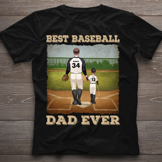 Der beste Baseball-Papa aller Zeiten – Personalisiertes Baseball-T-Shirt & Hoodie