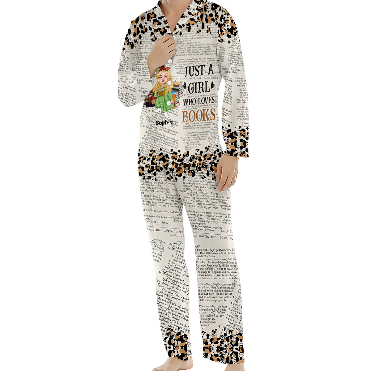 Noch ein Kapitel – Personalisierter Buch-Pyjama mit Knopfleiste