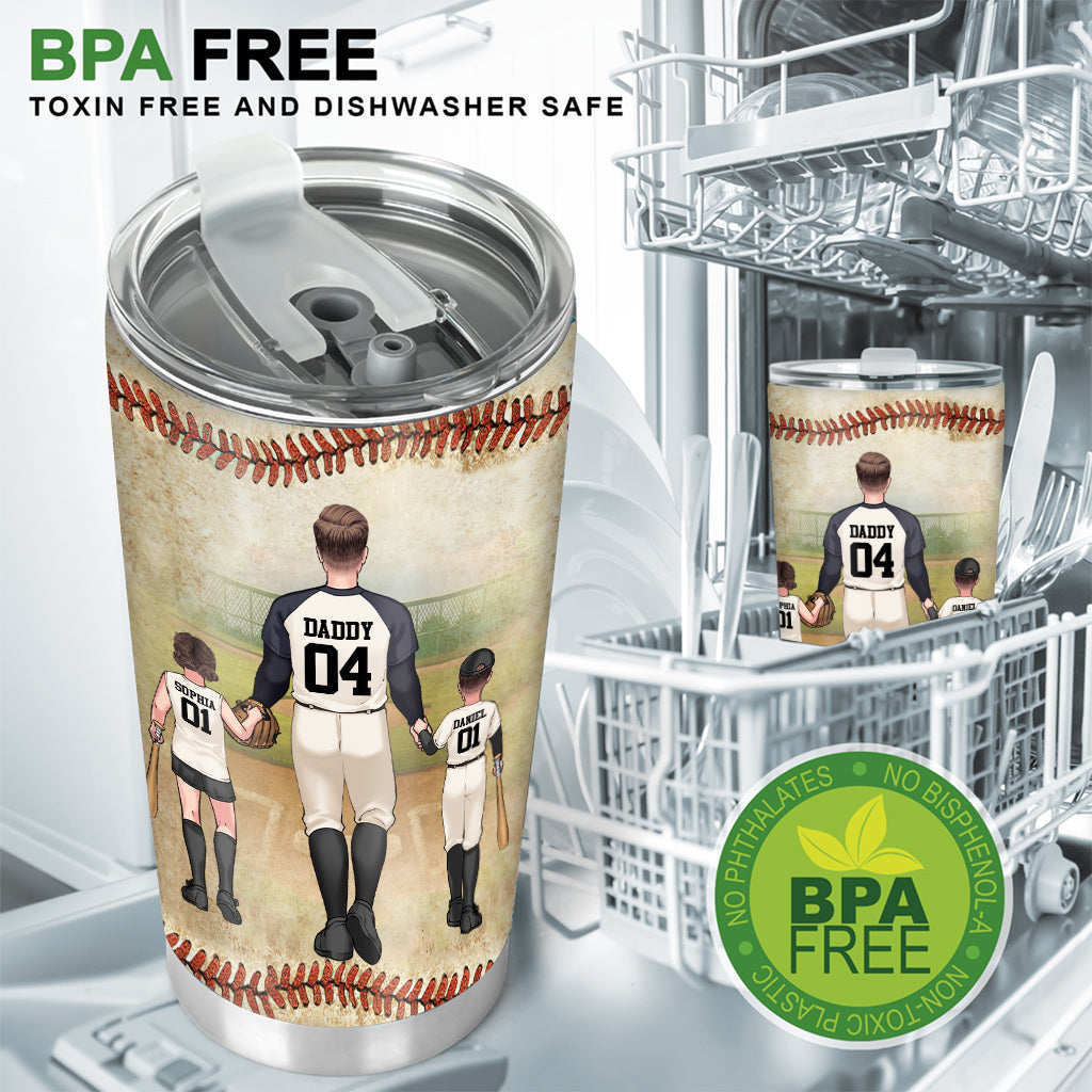 Merci papa, mon plus grand fan ! – Gobelet isotherme personnalisé sur le thème du baseball