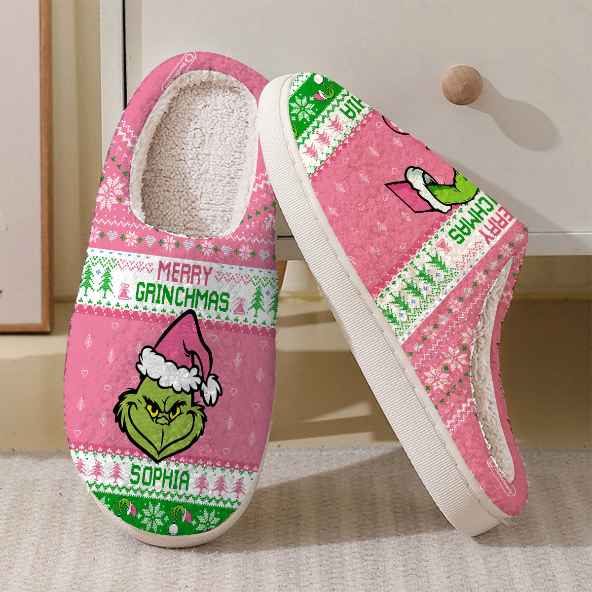 Merry Grinchmas - Personalized Stole Christmas Slippers