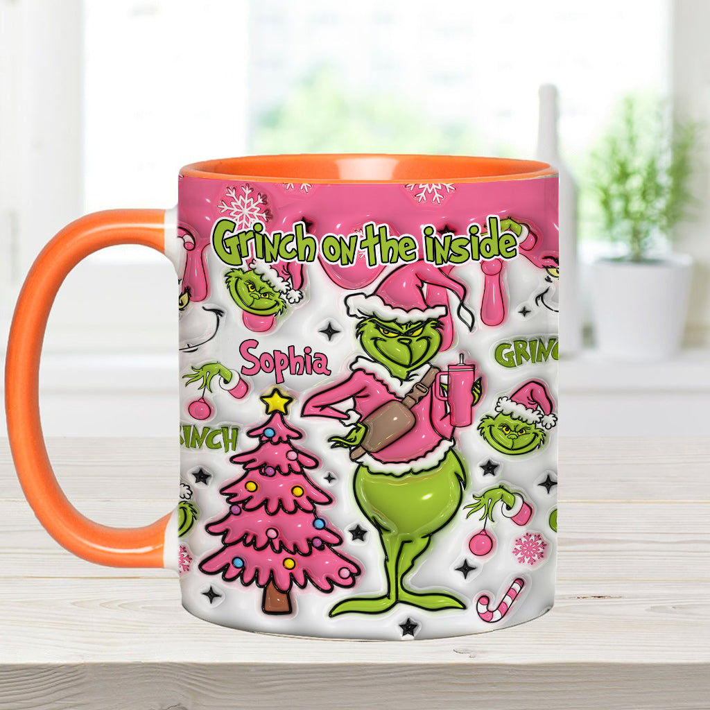 Grinchy On The Inside - Personalized Stole Christmas Accent Mug