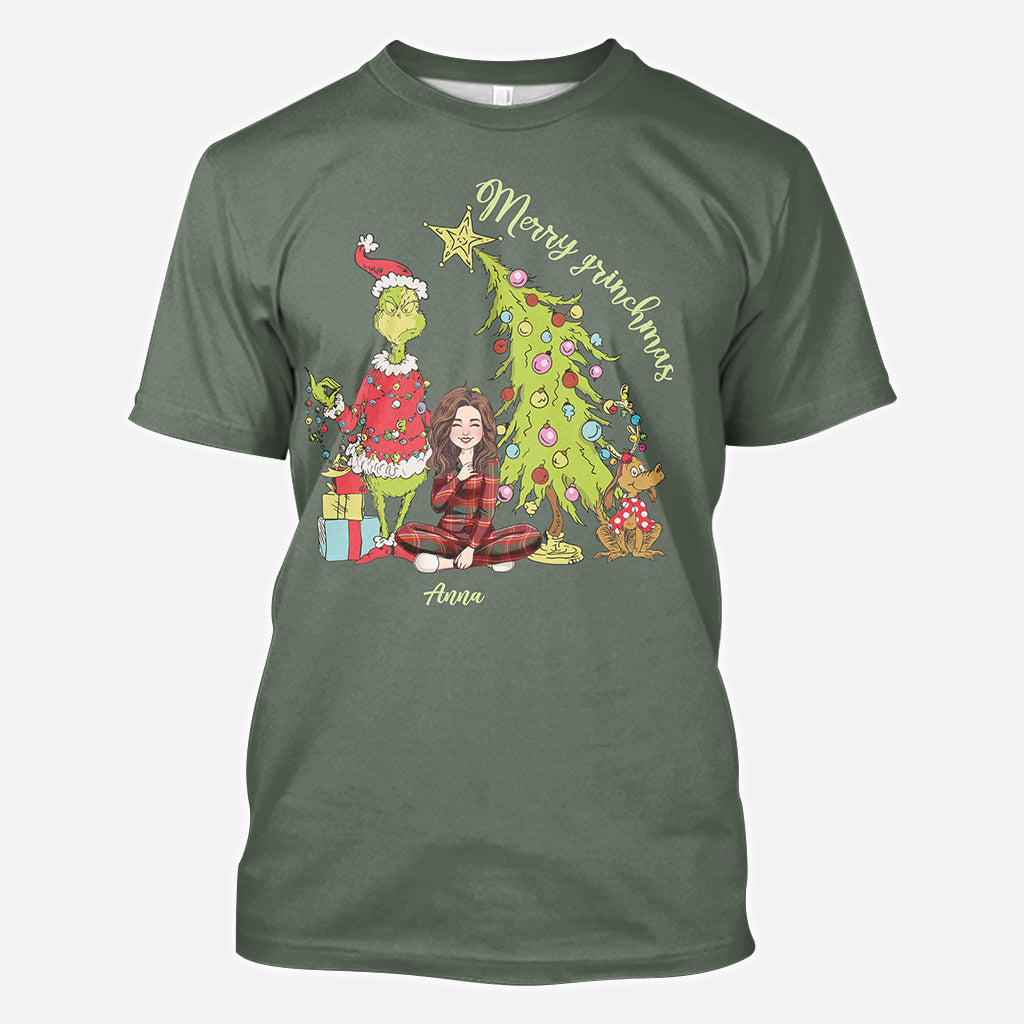 Merry Christmas Green Mischief - Personalized Stole Christmas All Over Shirt