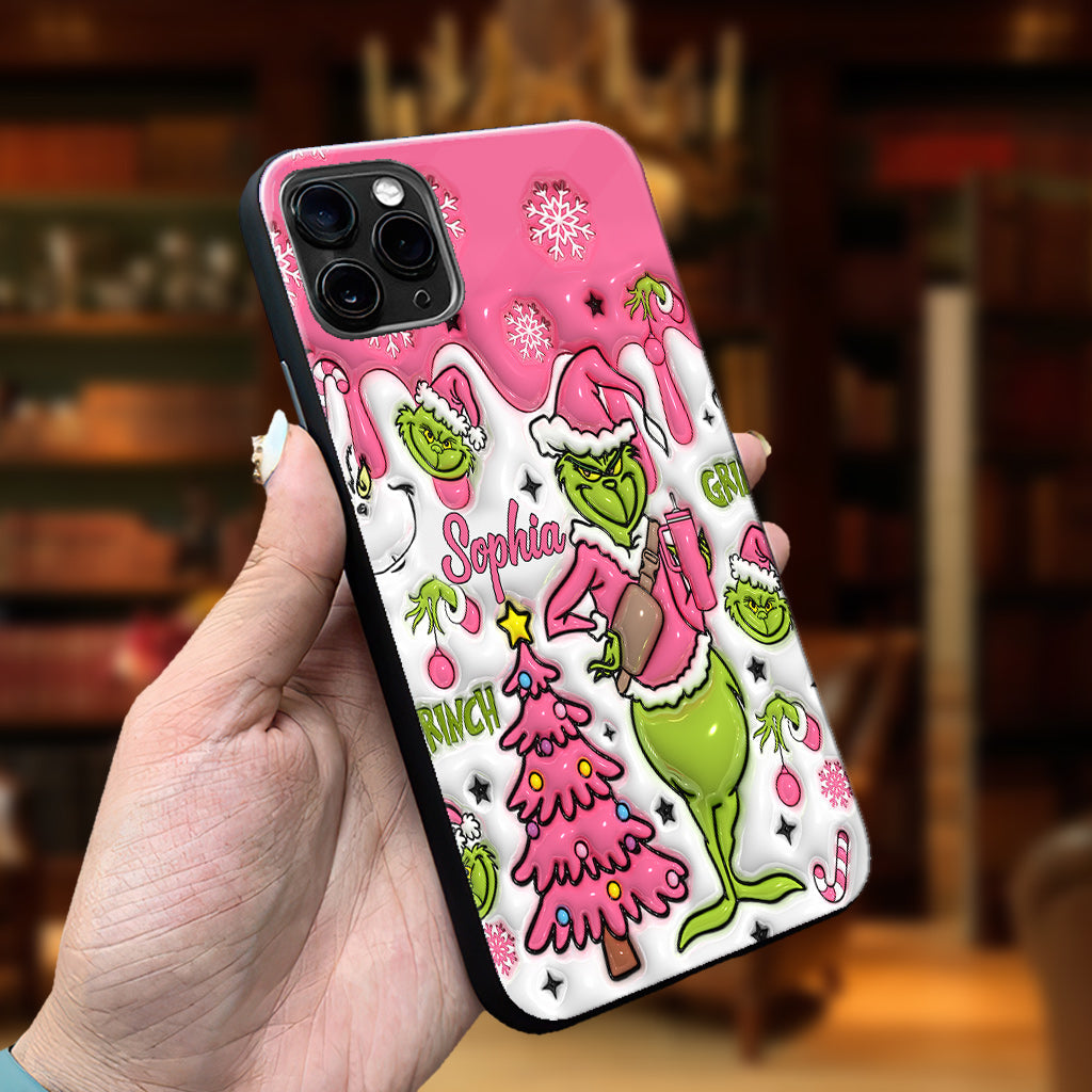 Fröhliche Grinchmas – Personalisierte Handyhülle mit Weihnachtsstole
