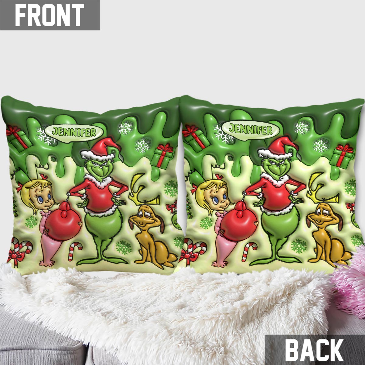 Merry Christmas - Personalized Stole Christmas Throw Pillow