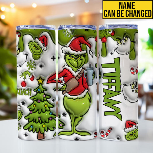 Merry Grinchmas - Personalized Stole Christmas Skinny Tumbler