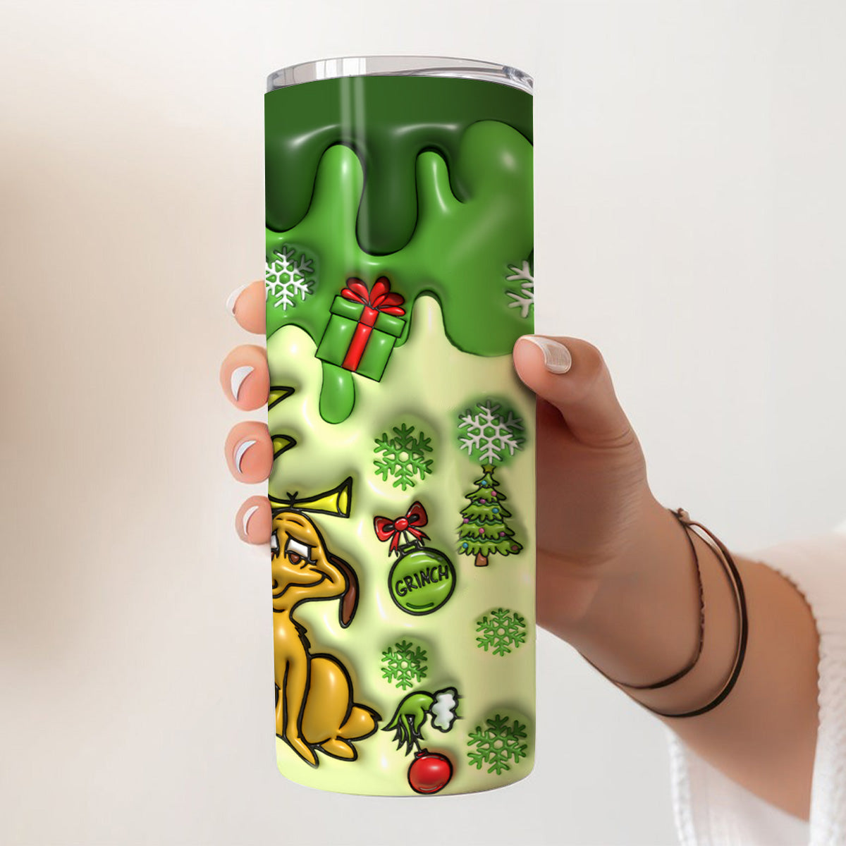 Merry Grinchmas - Personalized Stole Christmas Skinny Tumbler