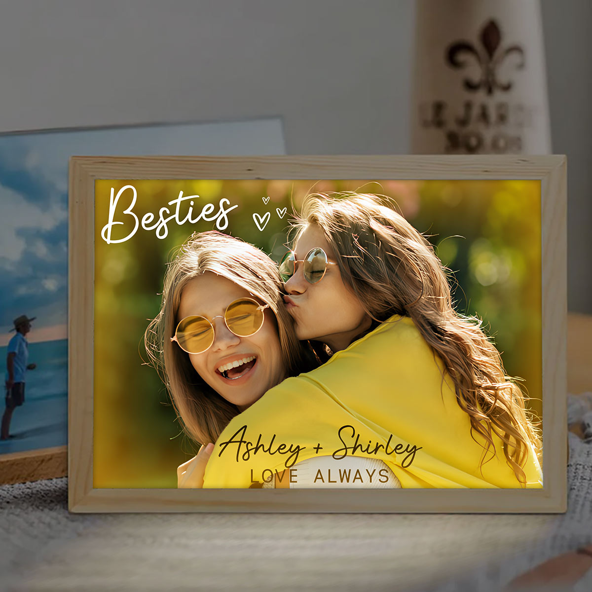 Meilleures amies pour toujours - Cadre photo lumineux personnalisé pour meilleures amies