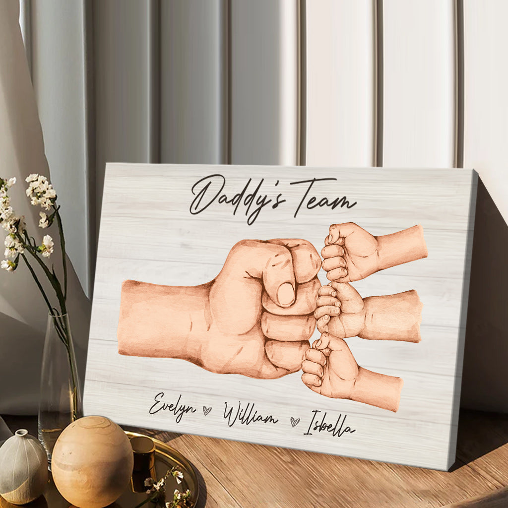 Wir sind ein Team – Personalisierte Leinwand und Poster für Väter