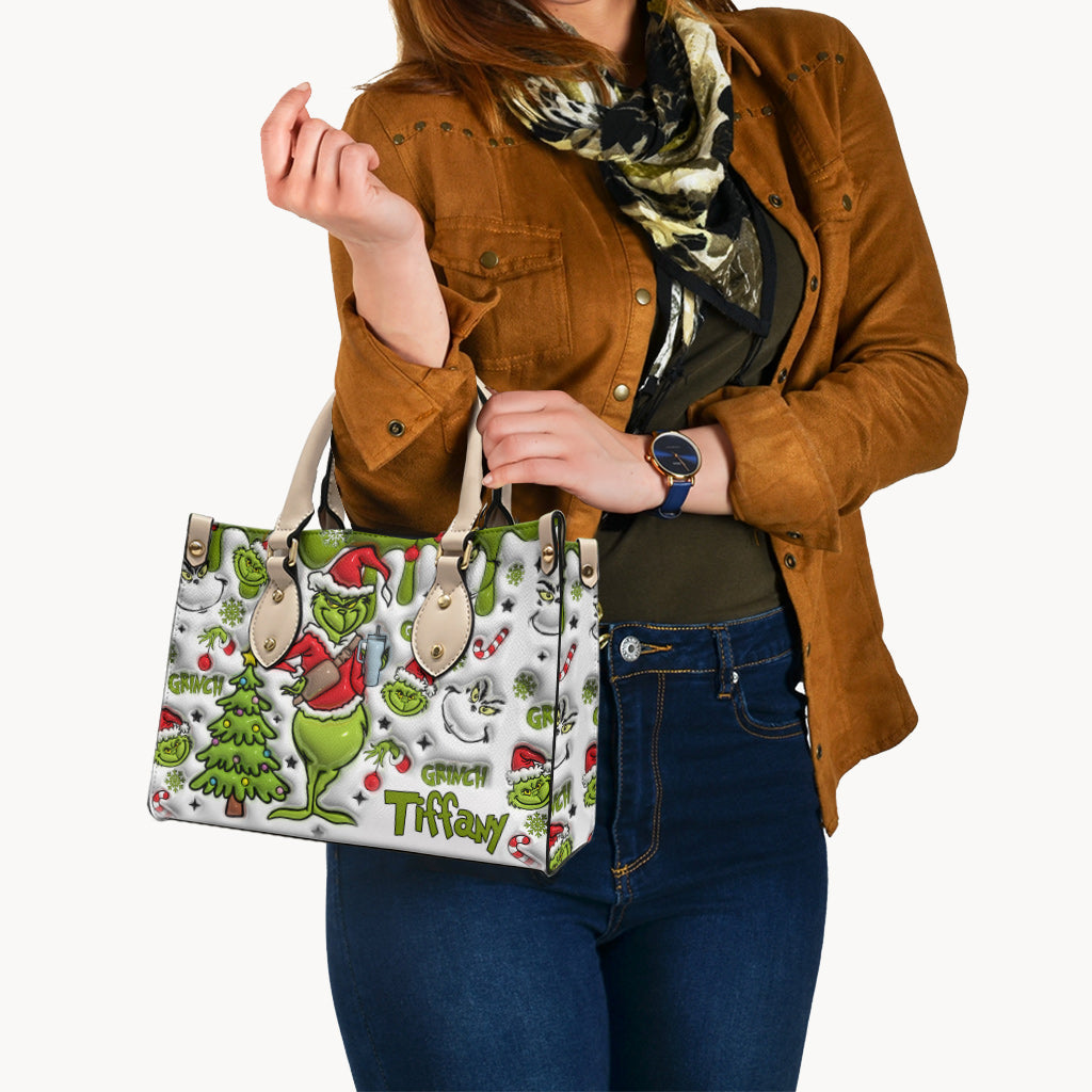 Joyeux Grinchmas - Étole de Noël personnalisée en cuir