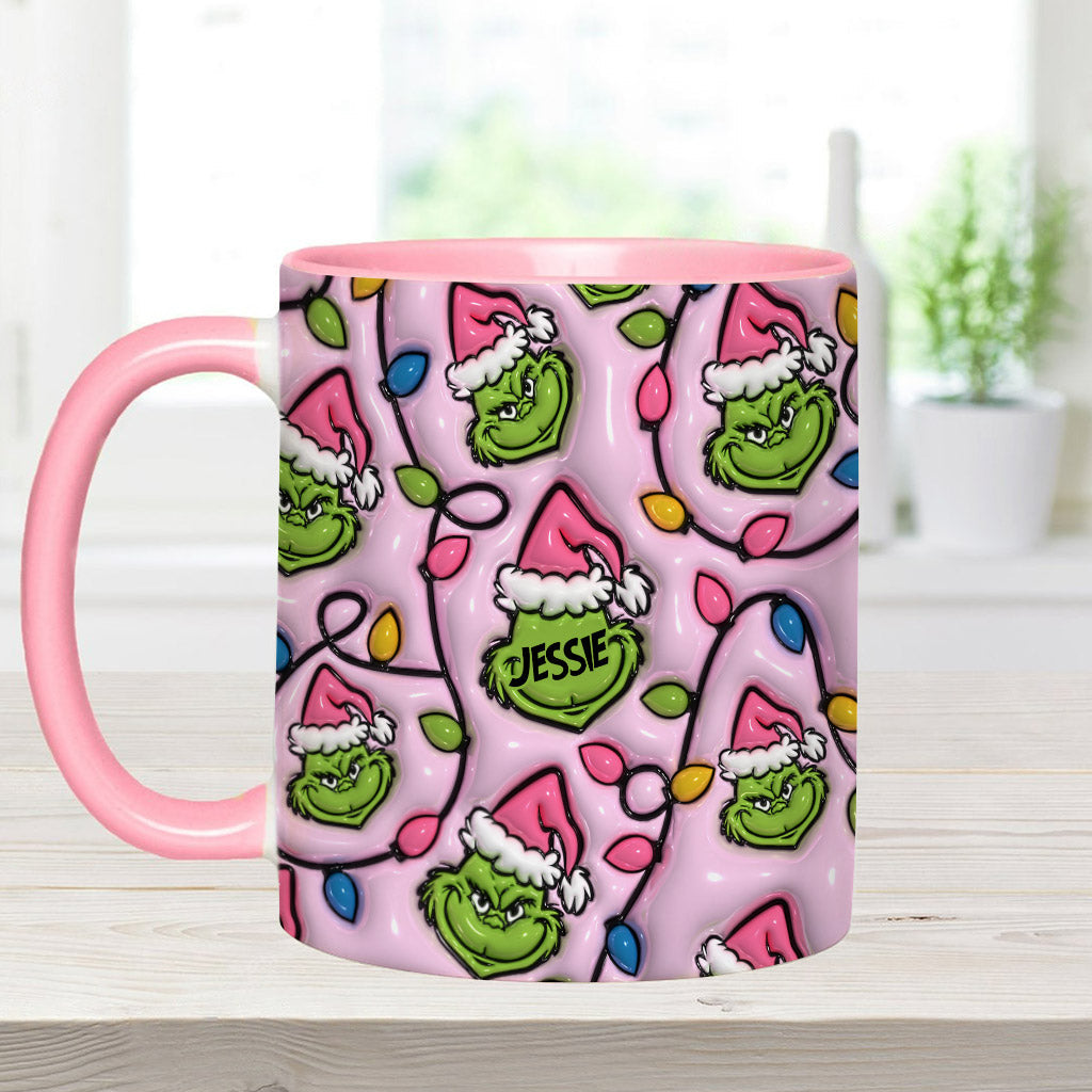 Green & Pink - Personalized Stole Christmas Accent Mug
