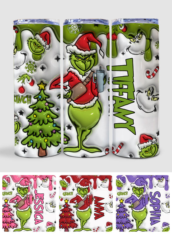 Merry Grinchmas - Personalized Stole Christmas Skinny Tumbler