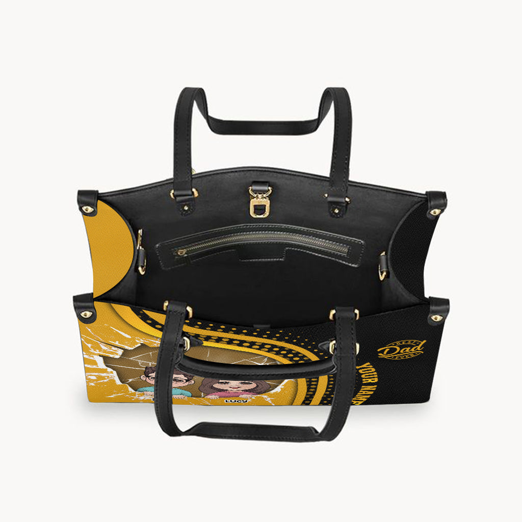 Best Dad Ever - Personalized Father Leather Handbag