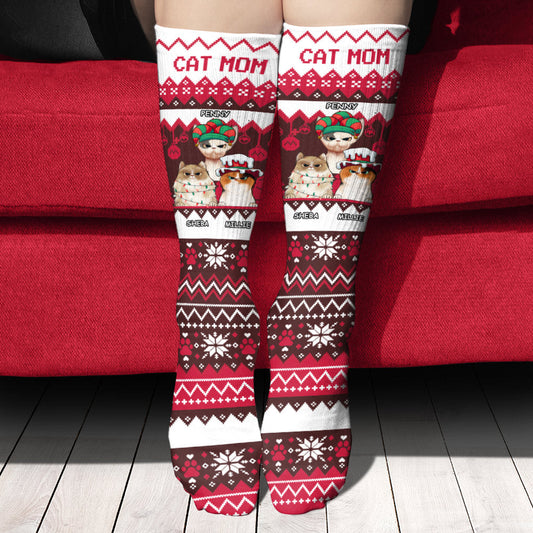 Katzenmama/ Hundemama/ Fellmama/ Katzenpapa/ Hundepapa – Hässliches Muster – Personalisierte Hundesocken