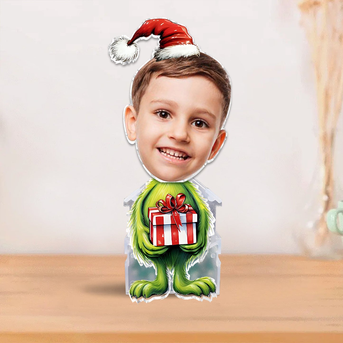 Green Mischief Stolen Christmas - Étole de Noël personnalisée avec tête qui secoue