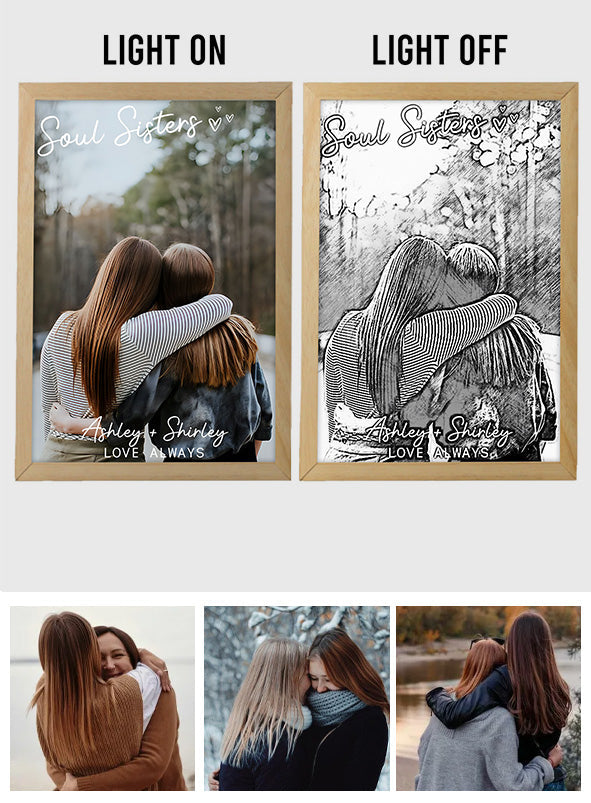 Meilleures amies pour toujours - Cadre photo lumineux personnalisé pour meilleures amies