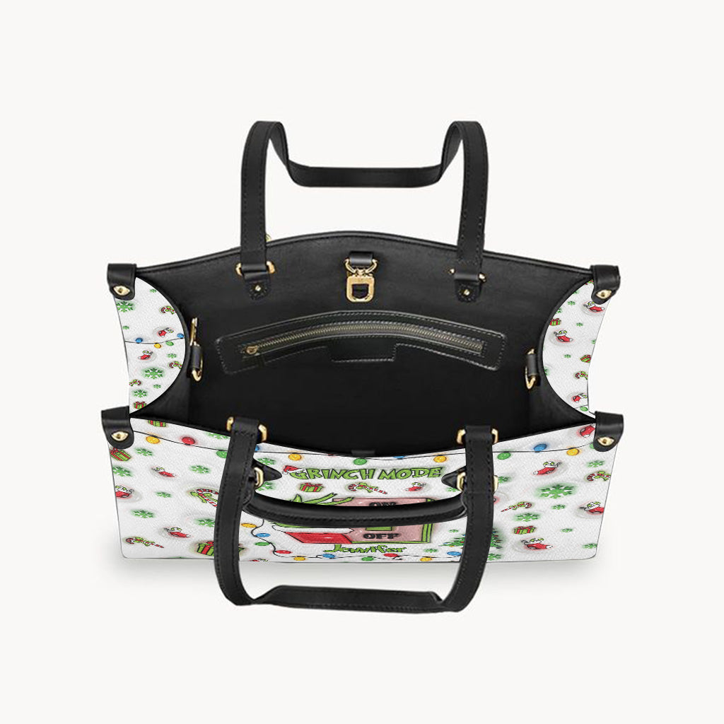 Weihnachtsmodus aktiviert – Personalisierte Stola-Weihnachts-Lederhandtasche