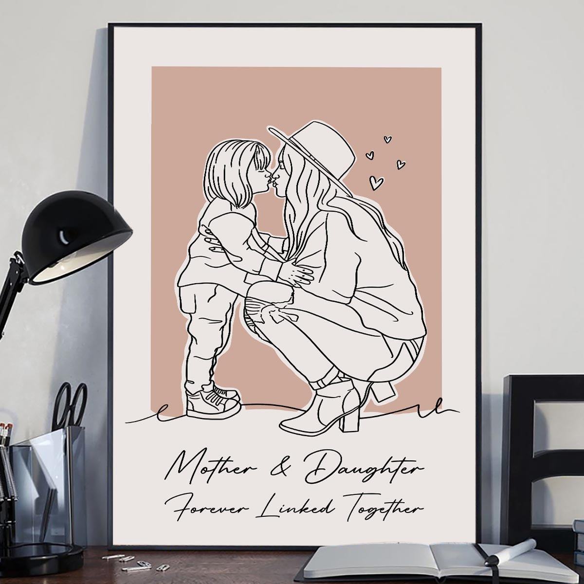 Individuelles Lineart-Porträt – Personalisierte Leinwand und Poster für die Mutter