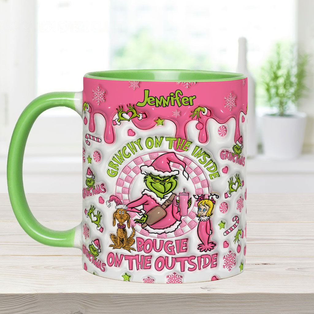 Grincheux à l'intérieur - Mug personnalisé avec étole de Noël