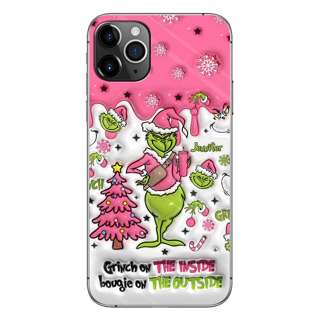 Le Grinch à l'intérieur - Coque de téléphone personnalisée avec étole de Noël