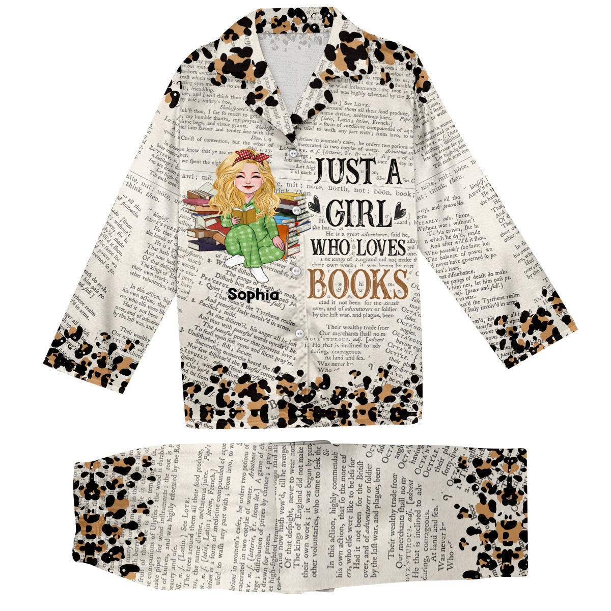 Noch ein Kapitel – Personalisierter Buch-Pyjama mit Knopfleiste