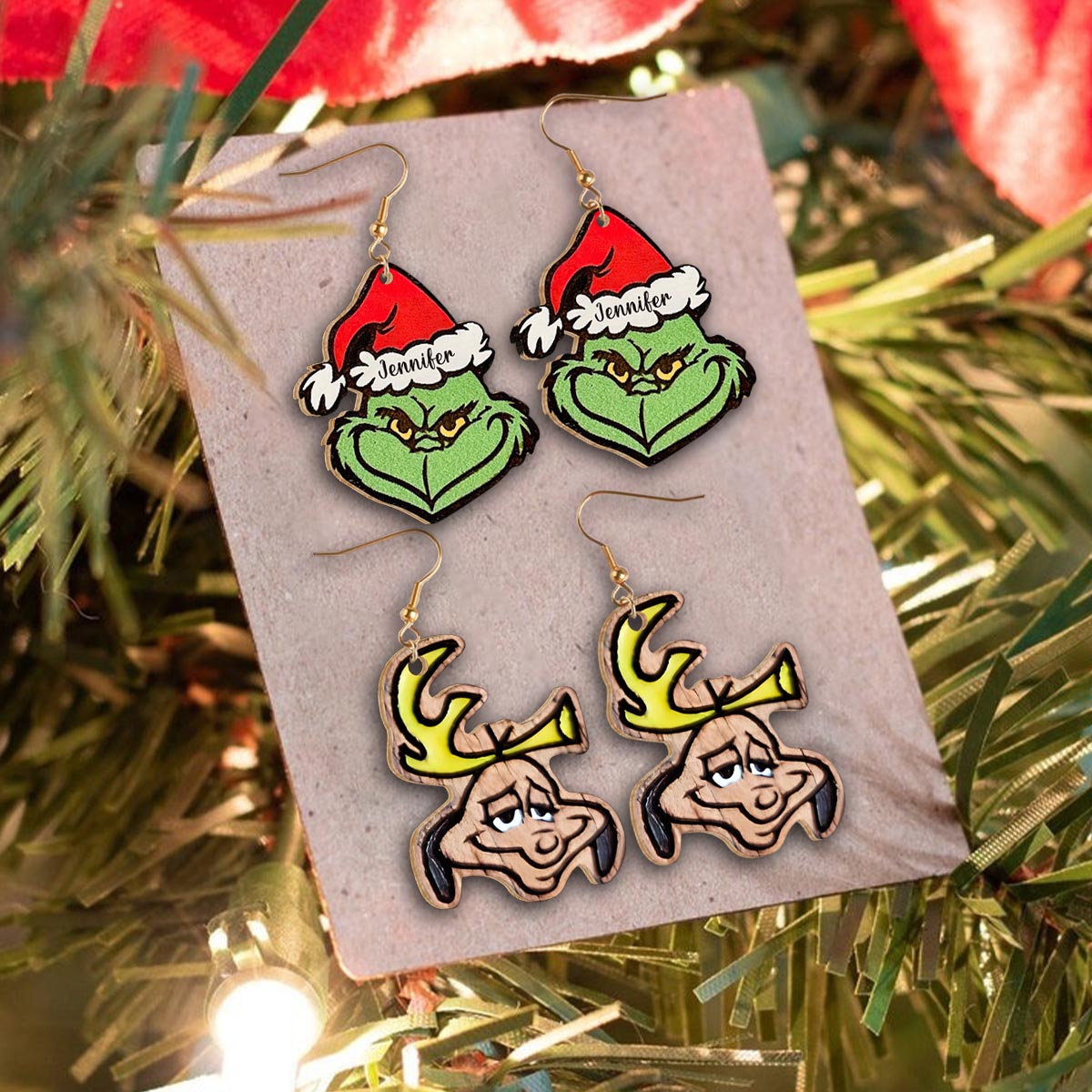 Frohe Weihnachten – Personalisierte Weihnachtsohrringe aus Holz