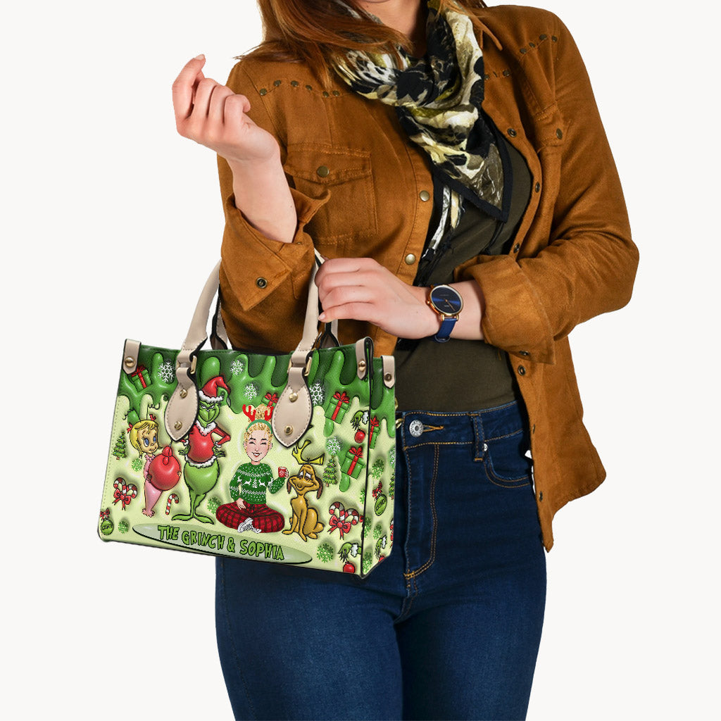 Frohe Weihnachten – Personalisierte Stola, Weihnachtshandtasche aus Leder