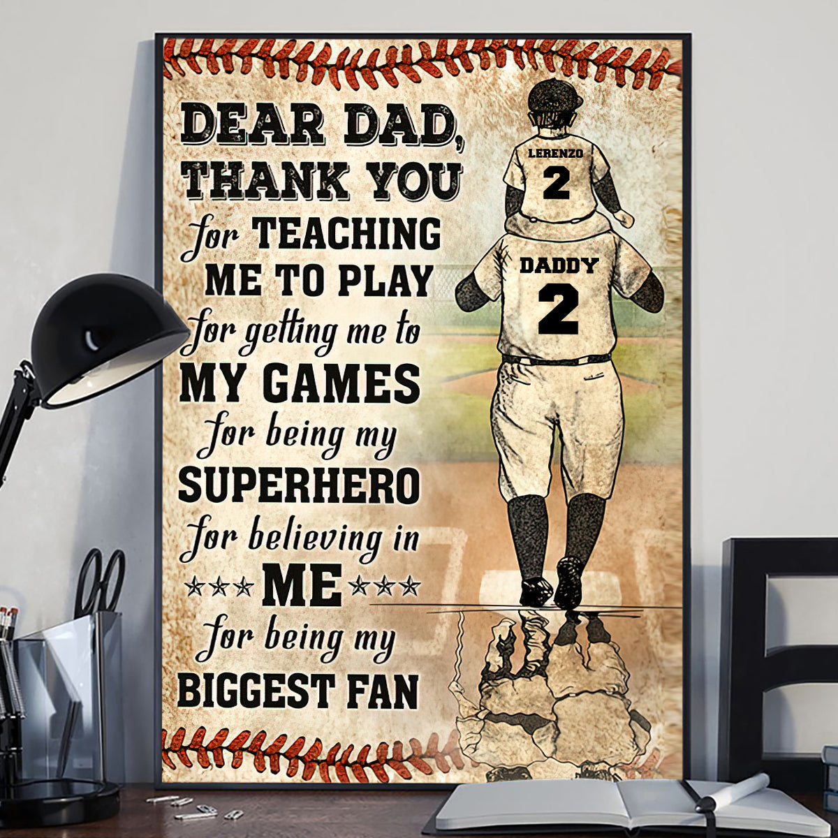 Merci papa, mon plus grand fan ! - Toile et affiche personnalisées sur le thème du baseball