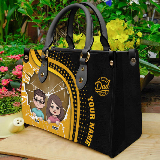 Bester Papa aller Zeiten – Personalisierte Lederhandtasche für Väter