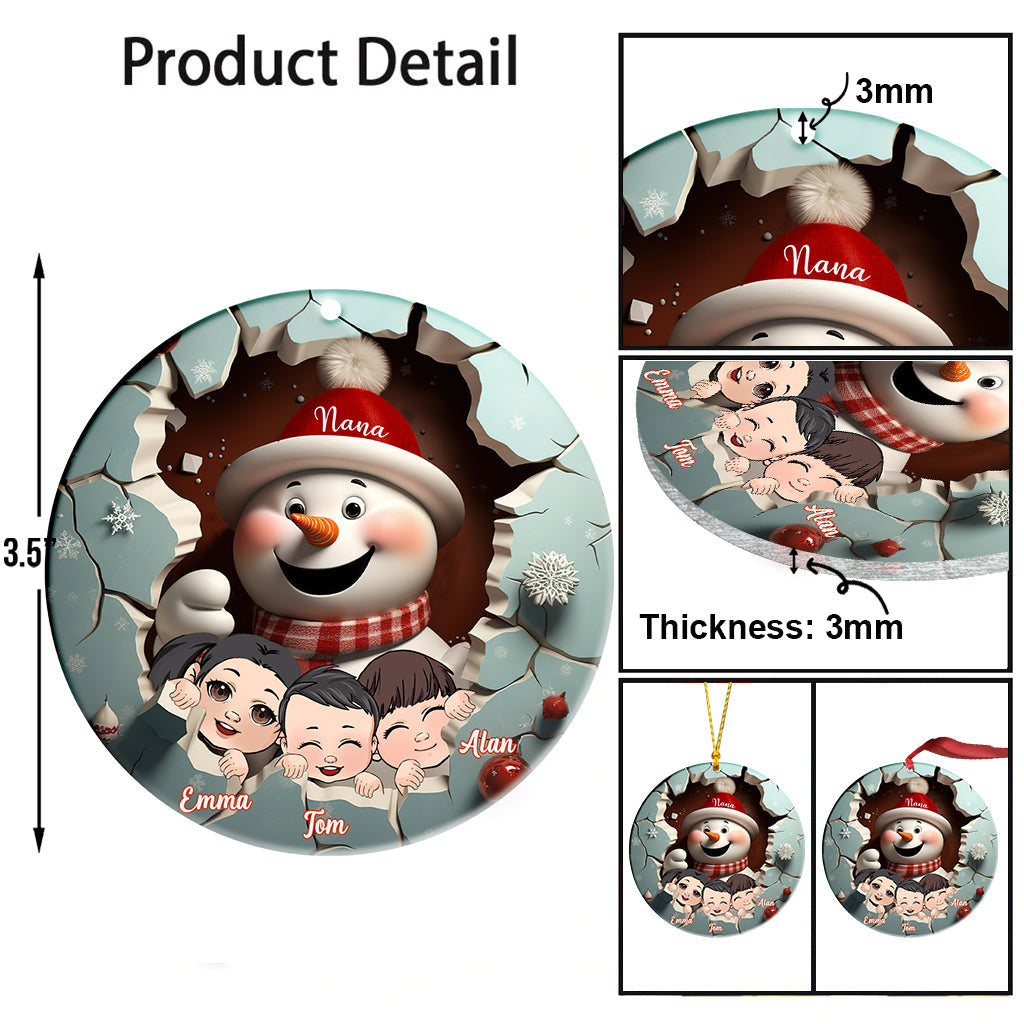 Grand-mère/Mamie/Gigi bonhomme de neige... - Ornement personnalisé pour grand-mère