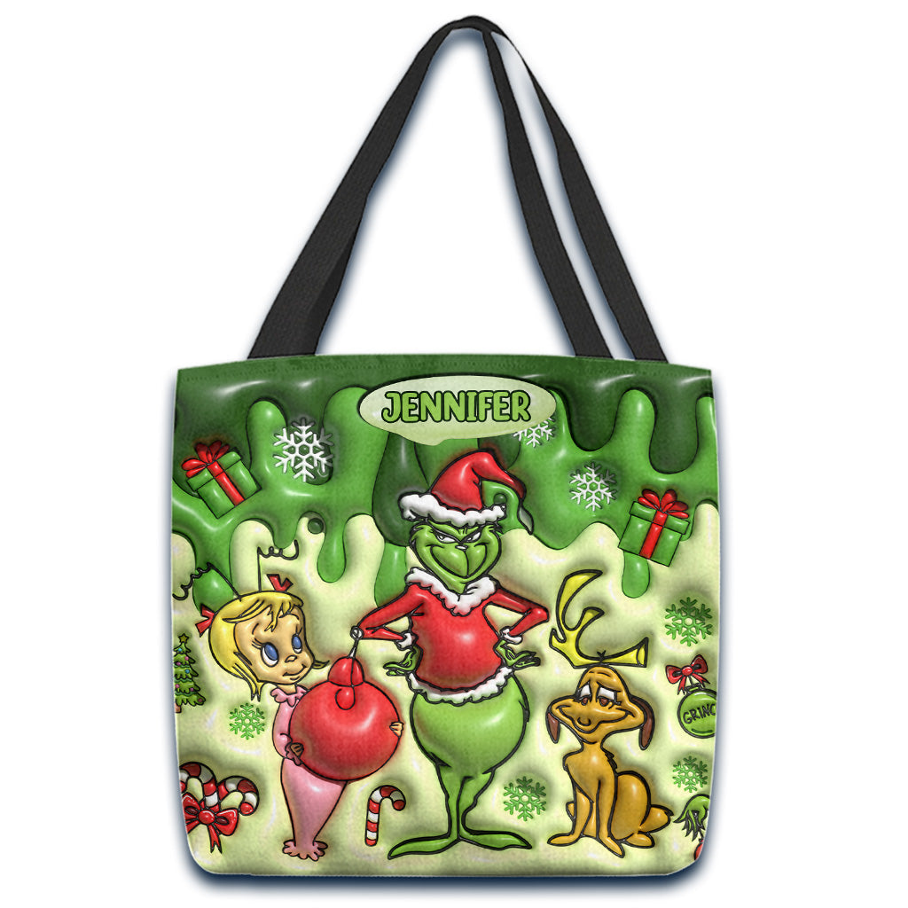 Merry Grinchmas - Personalized Stole Christmas Tote Bag
