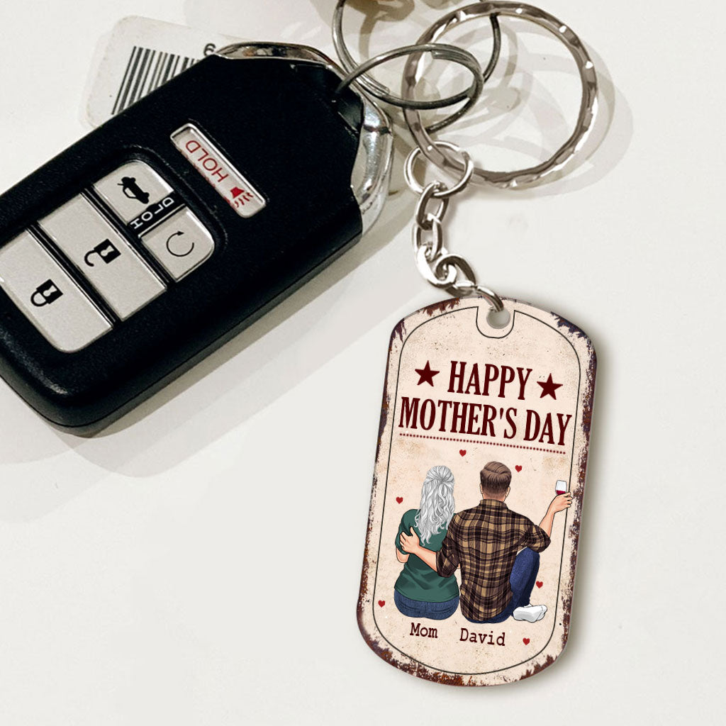 Du bist mir die Welt – Geschenk für Papa, Mama – Personalisierter Edelstahl-Schlüsselanhänger