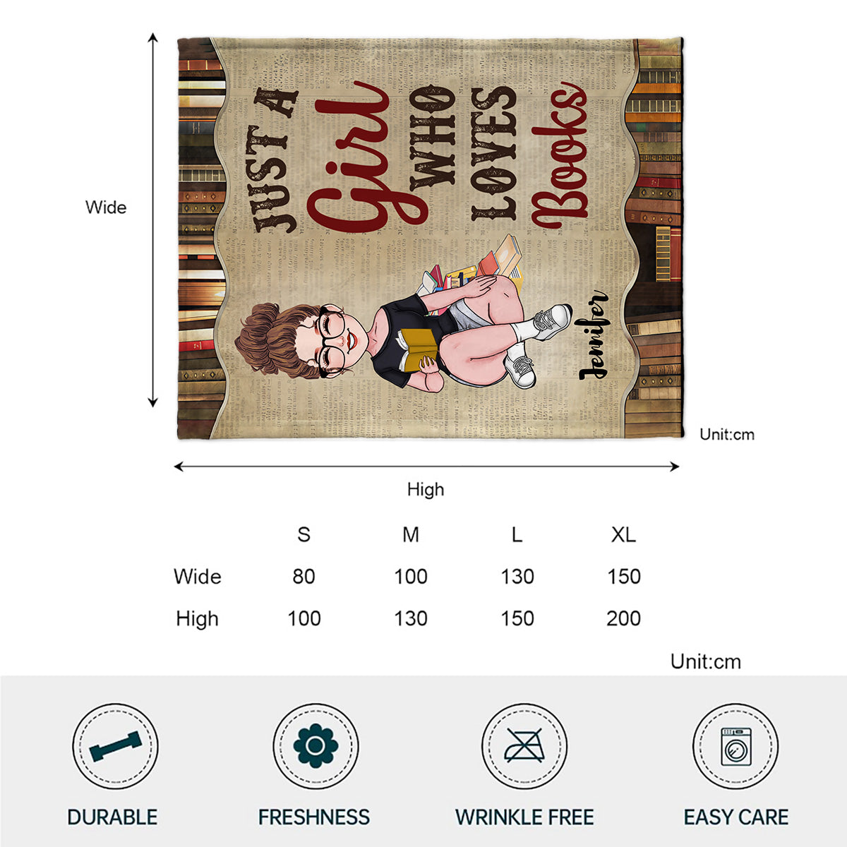 Personalisierte Buchdecke für ein Mädchen, das Bücher liebt