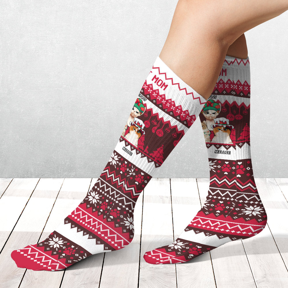 Katzenmama/ Hundemama/ Fellmama/ Katzenpapa/ Hundepapa – Hässliches Muster – Personalisierte Hundesocken