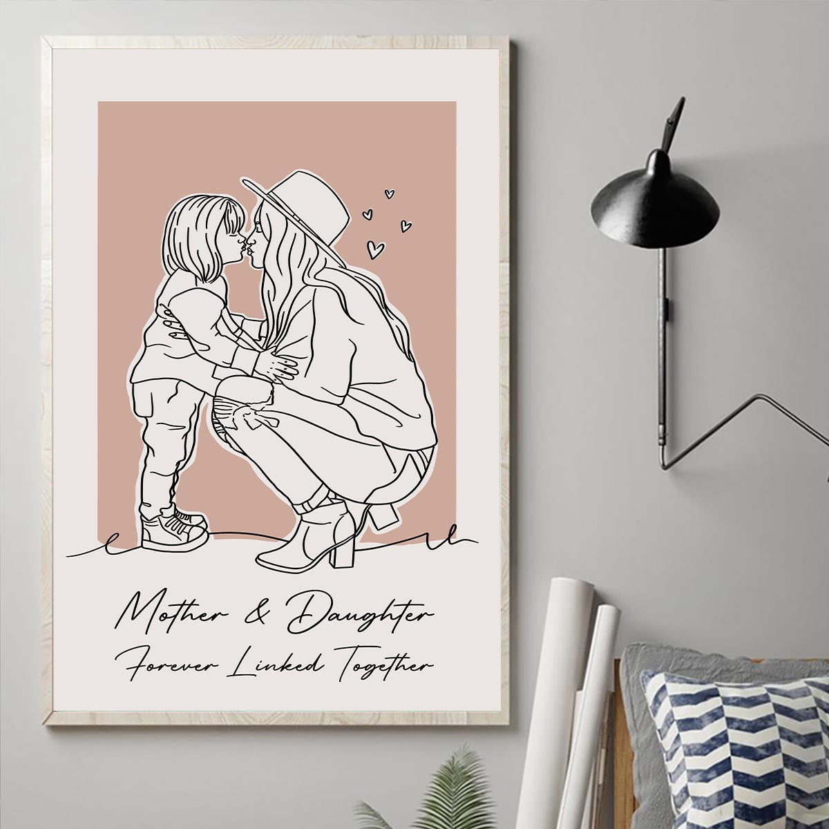 Individuelles Lineart-Porträt – Personalisierte Leinwand und Poster für die Mutter