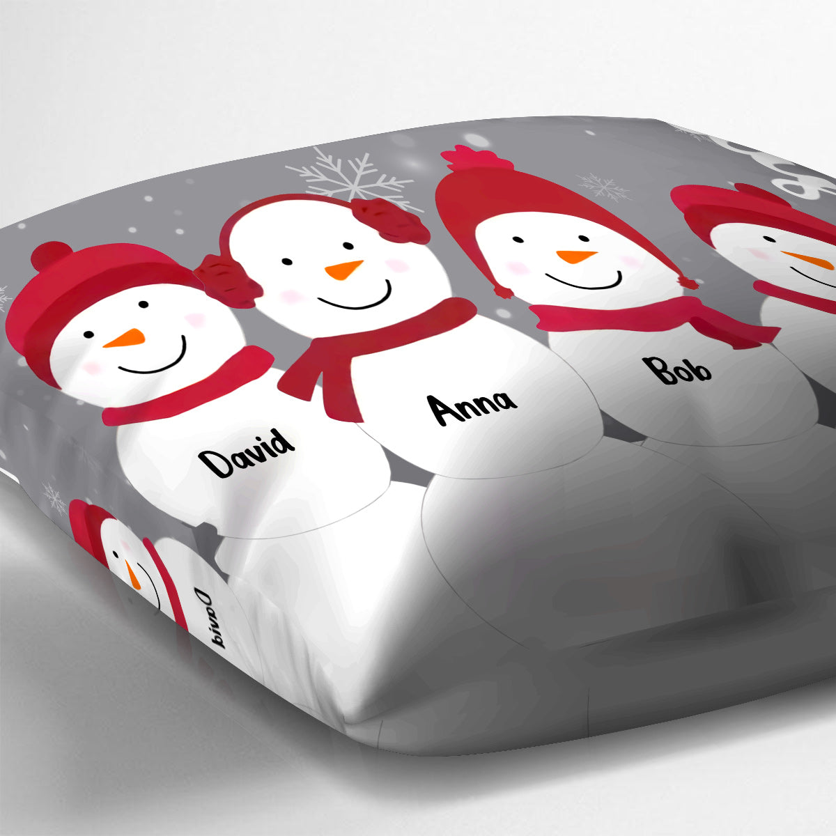 Coussin décoratif personnalisé « Famille Bonhomme de neige »